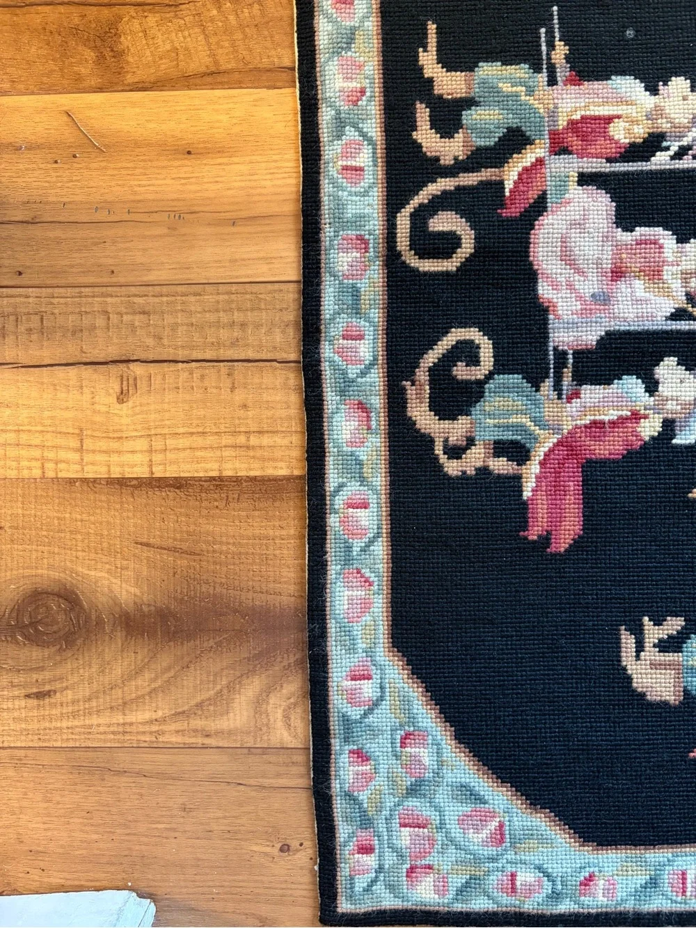 Aubusson Needlepoint Rug-Handmade 100% Wool 2001 China 48 inches X 29 Inches EUC